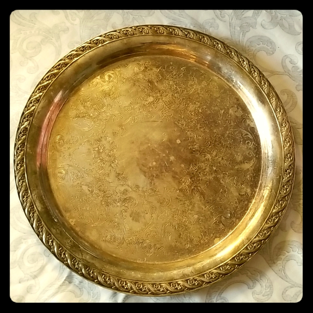 Antique PEWTER Serving Decor/ Platter
